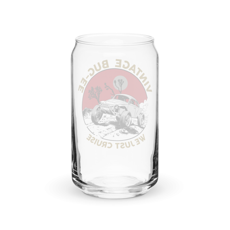 Red and Gold Baja || Vintage Bugee Can-Shaped Glass - Image 2