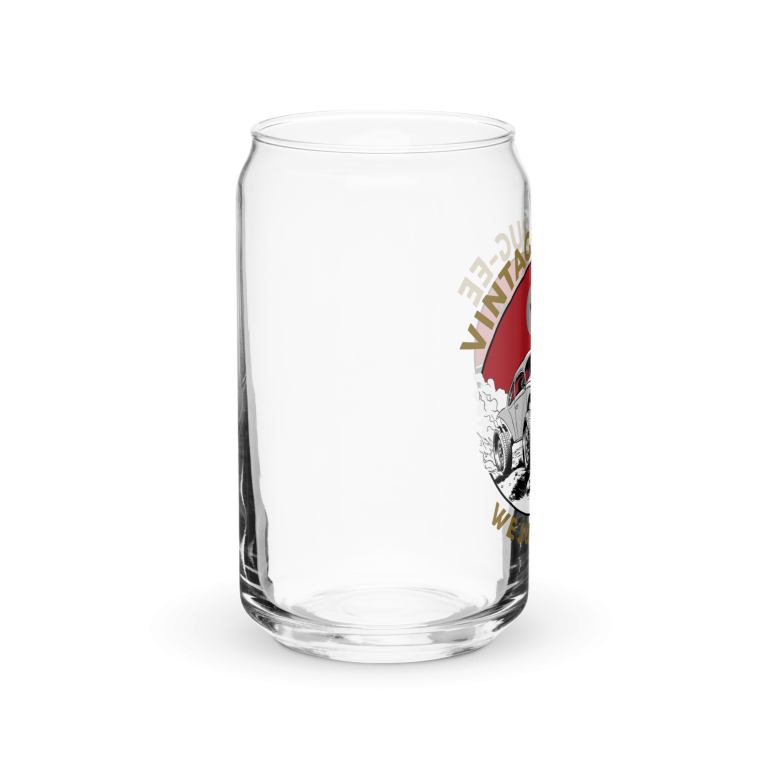 Red and Gold Baja || Vintage Bugee Can-Shaped Glass - Image 4