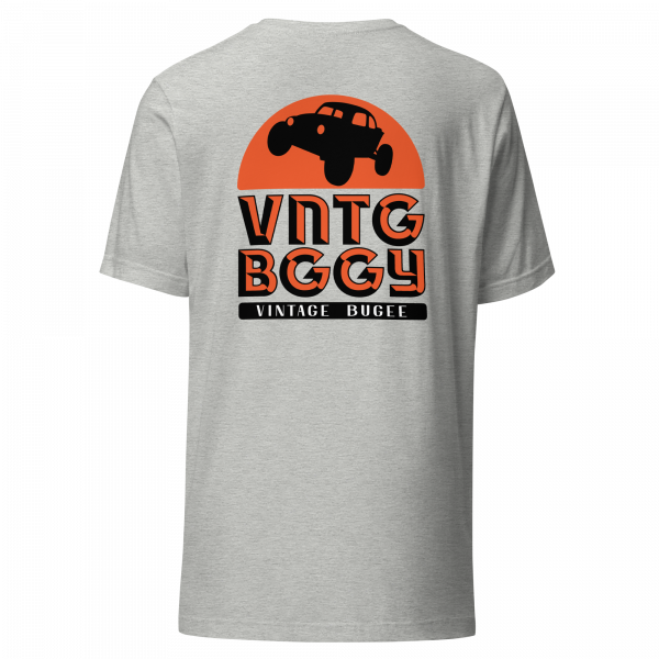 Steppin Tee | Orange and Black Large Logo Front and Back | Vintage Bugee Grey Relaxed Comfy Tee - Image 6
