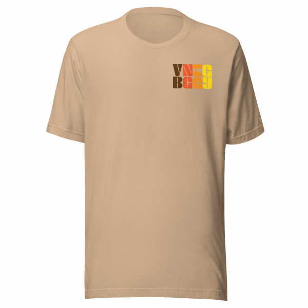 Steppin Tee | Orange and Black Retro Bugee Logo Front and Back | Vintage Bugee Grey Relaxed Comfy Tee - Image 3