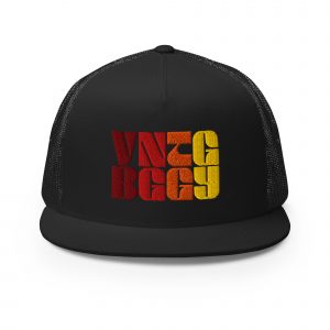 Steppin Red/Orange/Gold Black Trucker Hat