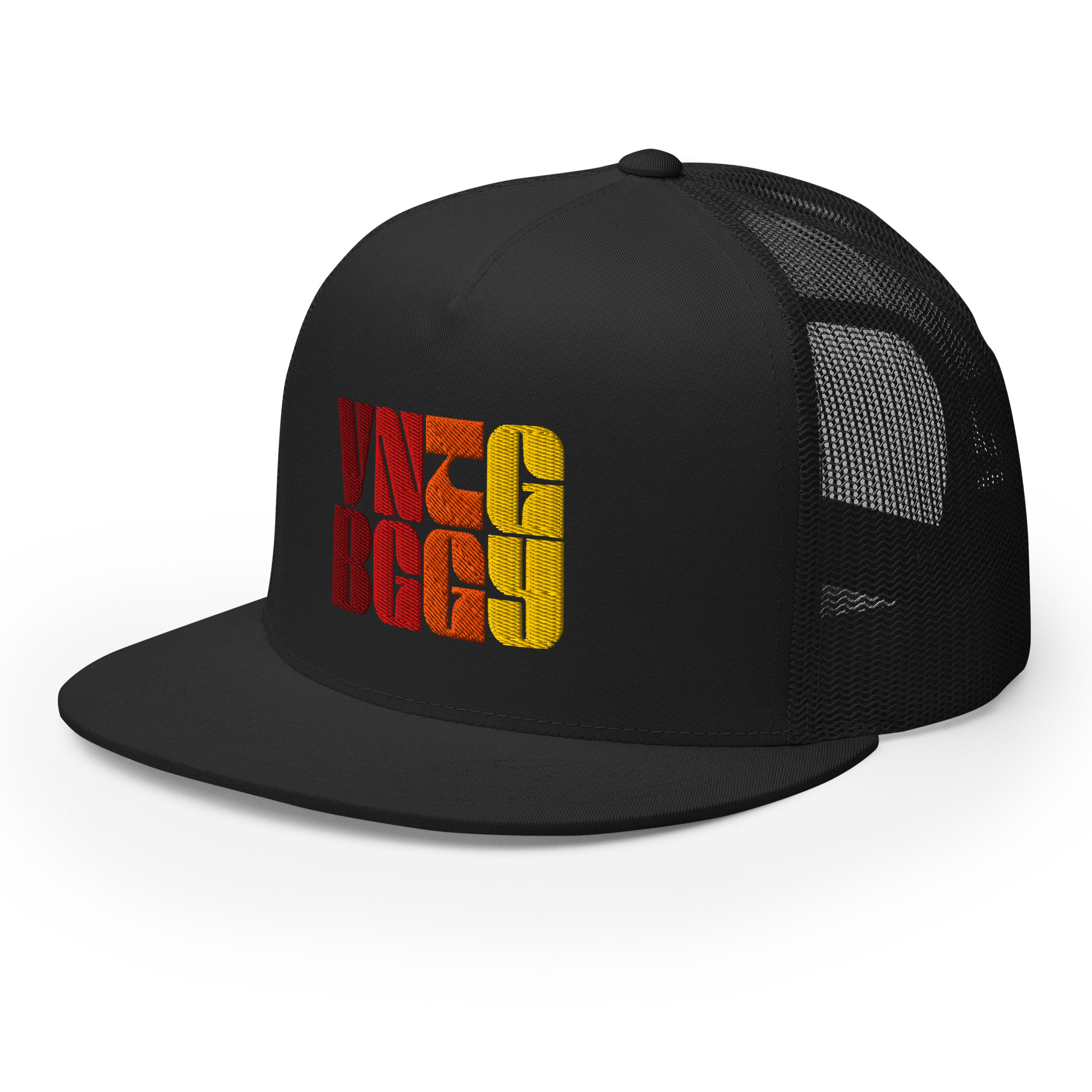 Steppin Red/Orange/Gold Black Trucker Hat - Image 6