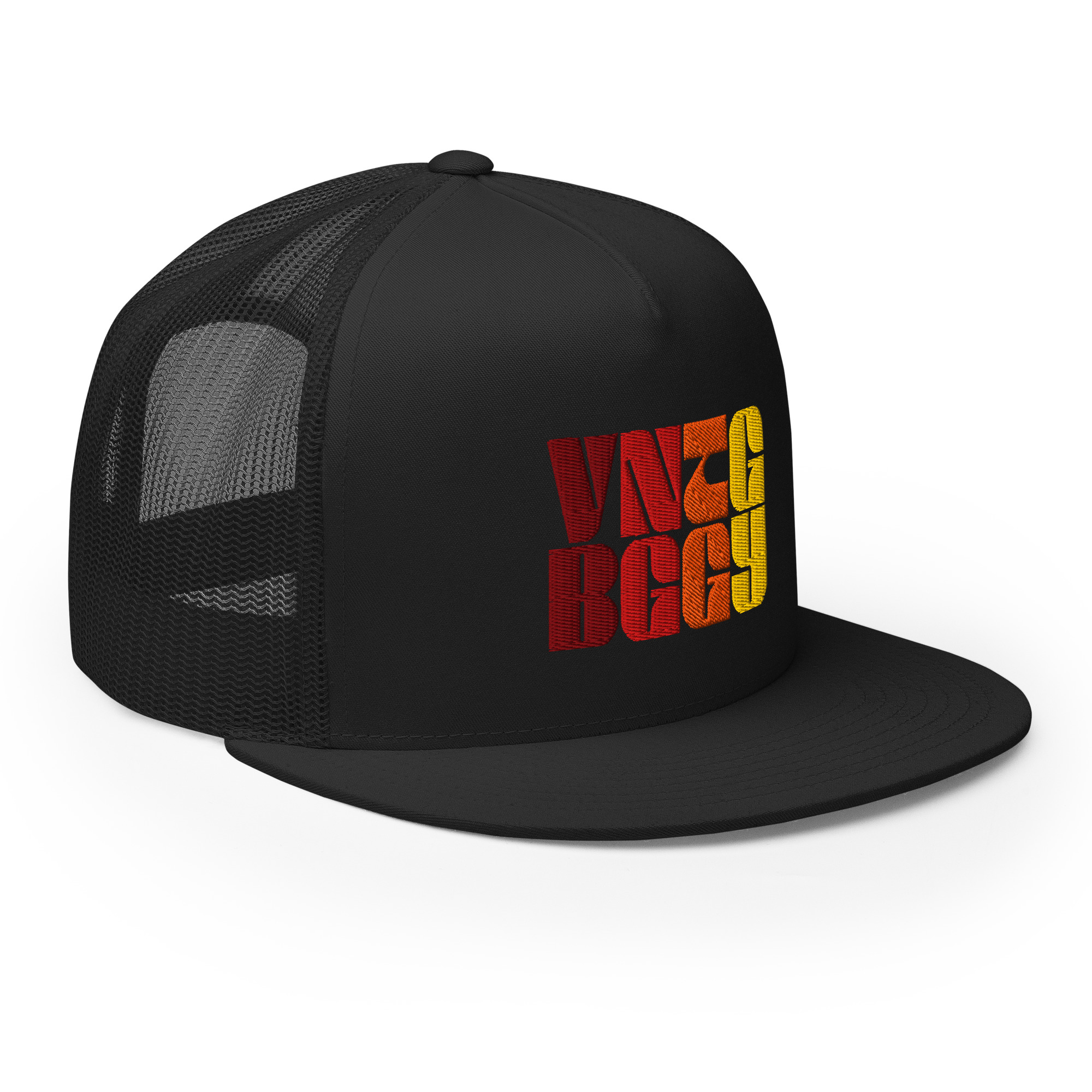 Steppin Red/Orange/Gold Black Trucker Hat - Image 8