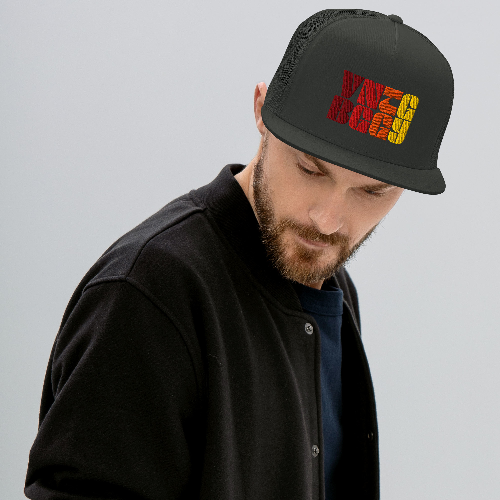 Steppin Red/Orange/Gold Black Trucker Hat - Image 3